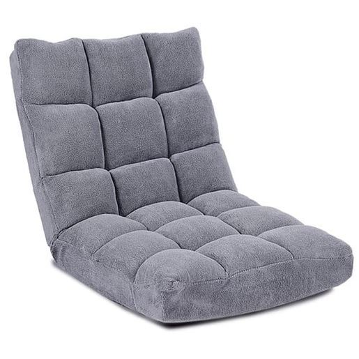 Image sur Adjustable 14-position Cushioned Floor Chair-Gray - Color: Gray