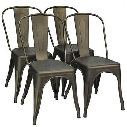 Image de 4 Pcs Modern Bar Stools with Removable Back and Rubber Feet-Gun - Color: Gun