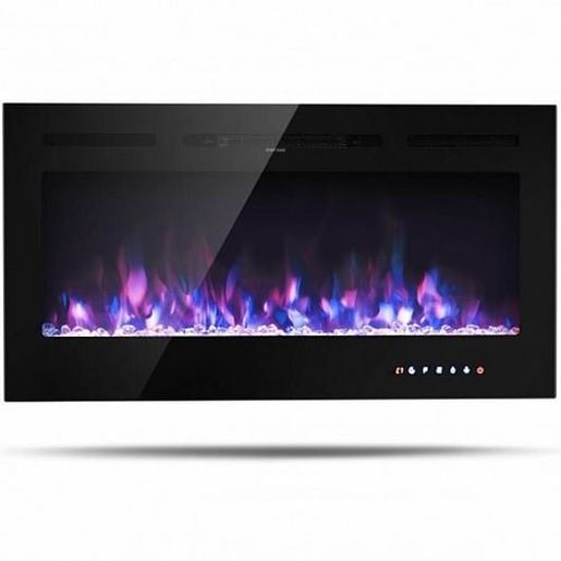 Foto de 40-Inch Electric Fireplace Recessed Wall Mounted with Multicolor Flame - Color: Black