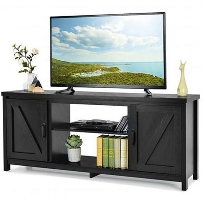 Foto de 59 Inches TV Stand Media Console Center with Storage Cabinet-Black - Color: Black