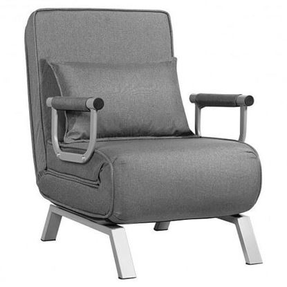 Foto de Folding 5 Position Convertible Armchair Couch with Pillow-Gray - Color: Gray