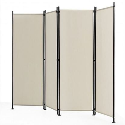 Foto de 4-Panel Room Divider Folding Privacy Screen-Beige - Color: Beige