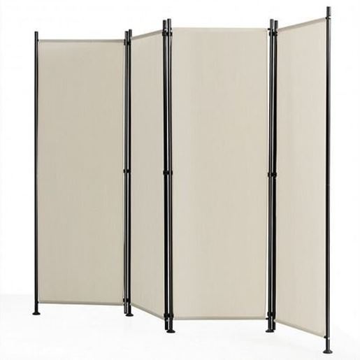 Picture of 4-Panel Room Divider Folding Privacy Screen-Beige - Color: Beige