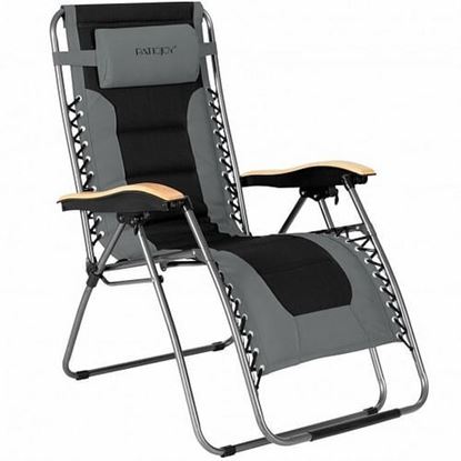Изображение Oversize Folding Adjustable Padded Zero Gravity Lounge Chair-Gray - Color: Gray