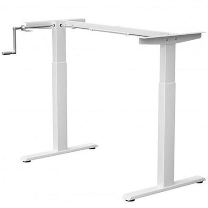 Foto de Hand Crank Sit to Stand Desk Frame Height Adjustable Standing Base-White - Color: White