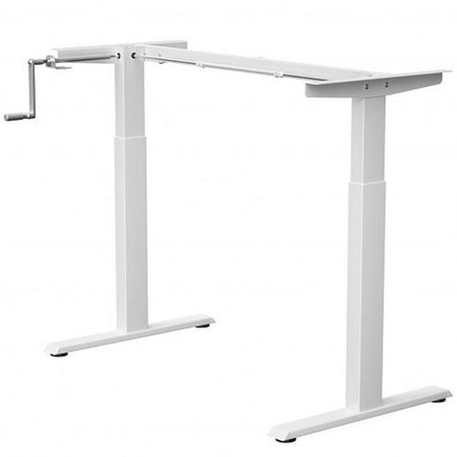 Foto de Hand Crank Sit to Stand Desk Frame Height Adjustable Standing Base-White - Color: White
