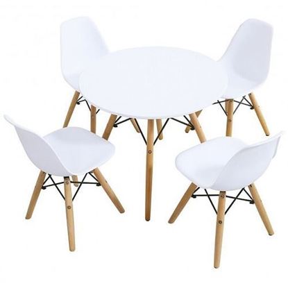 Image de 5 Piece Kids Mid-Century Modern Table Chairs Set - Color: White