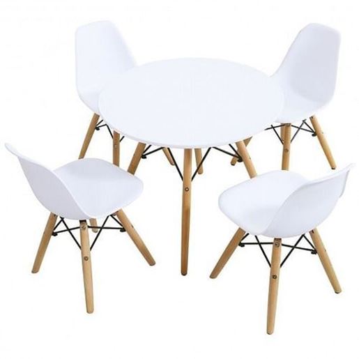 Image sur 5 Piece Kids Mid-Century Modern Table Chairs Set - Color: White