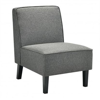 Foto de Single Fabric Modern Armless Accent  Sofa Chair with Rubber Wood Legs -Gray - Color: Gray