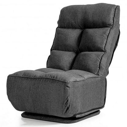 Foto de Swivel Folding Floor Gaming Chair with 6 Adjustable Positions  and Metal Base-Gray - Color: Gray