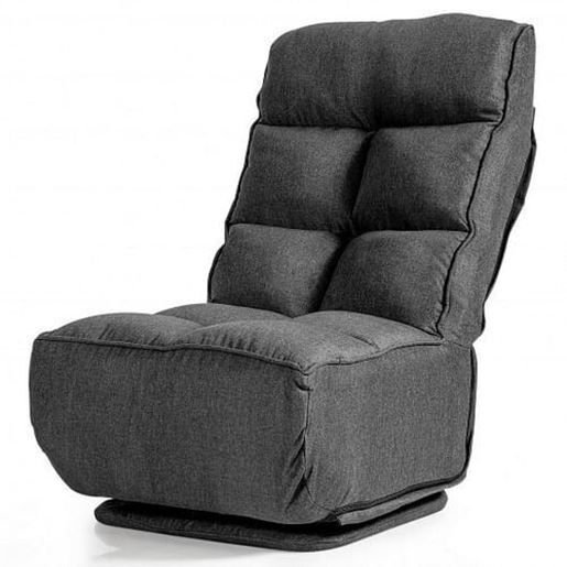 Picture of Swivel Folding Floor Gaming Chair with 6 Adjustable Positions  and Metal Base-Gray - Color: Gray