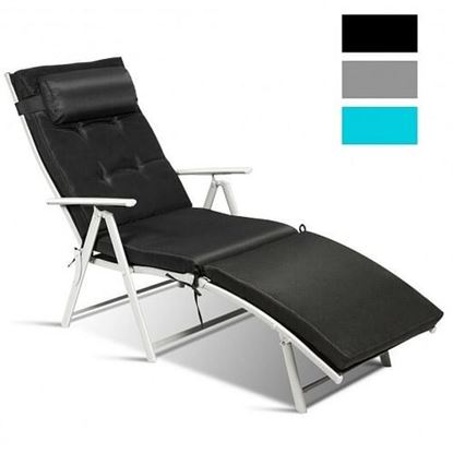 Изображение Outdoor Lightweight Folding Chaise Lounge Chair-Black - Color: Black