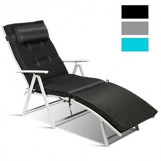 Изображение Outdoor Lightweight Folding Chaise Lounge Chair-Black - Color: Black