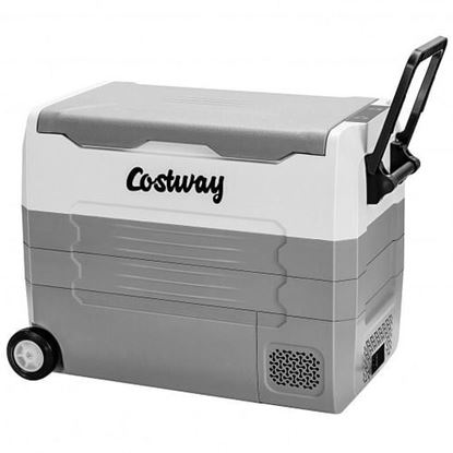 Image de 58 Quarts Car Refrigerator Portable RV Freezer Dual Zone with Wheel-Gray - Color: Gray