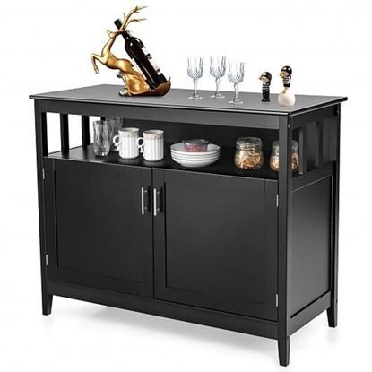 Изображение Modern Wooden Kitchen Storage Cabinet -Black - Color: Black