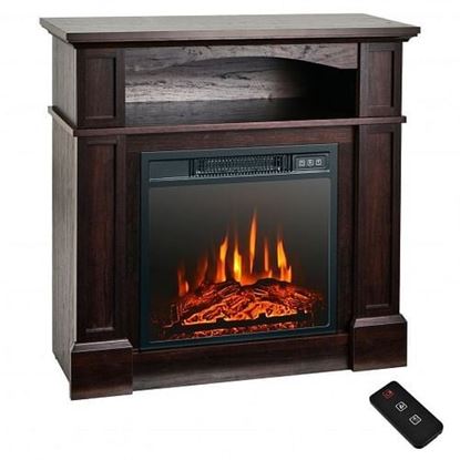Foto de 32 Inch 1400W Electric TV Stand Fireplace with Shelf-Natural - Color: Natural