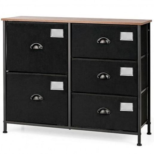 Image sur 5-Drawer Storage Dresser for Bedroom  Closet  Entryway-Black - Color: Black