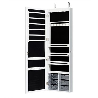 Image de 5 LEDs Jewelry Armoire Wall Mounted / Door Hanging Mirror-White - Color: White