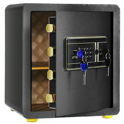 Picture of 1.25 Cu Feet Electronic Digital Security Safe Box with Keypad and Key for Home Office - Color: Black