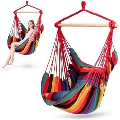Image de 4 Color Deluxe Hammock Rope Chair Porch Yard Tree Hanging Air Swing Outdoor-Red - Color: Red