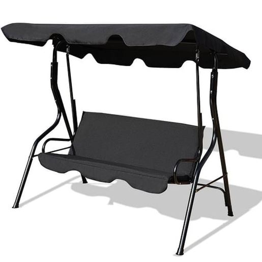 Foto de 3 Seats Patio Canopy Swing-Black - Color: Black