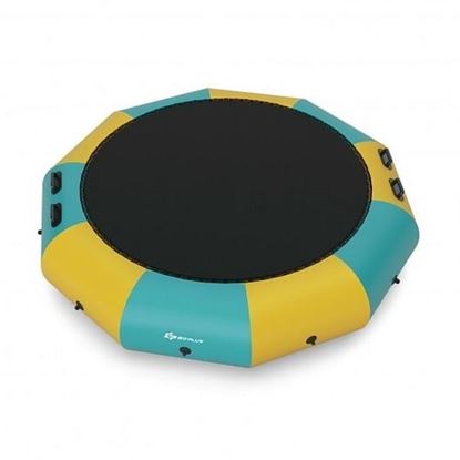 Picture of 12 Feet Inflatable Splash Padded Water Bouncer Trampoline-Yellow - Color: Yellow
