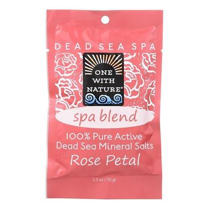 Foto de One With Nature Spa Blend Rose Petal Dead Sea Mineral Bath - Salt - Case of 6 - 2.5 oz.