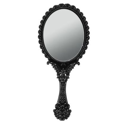 Foto de Folding Retro Handle Cosmetic Mirror Black Oval Handheld Mini Mirrors