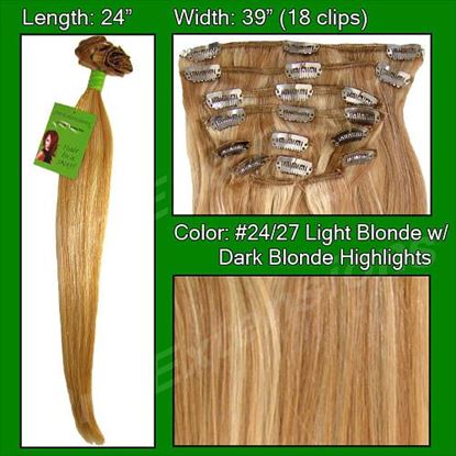 图片 #24/27 Light Blonde w/ Dark Blonde Highlights - 24 inch Remy