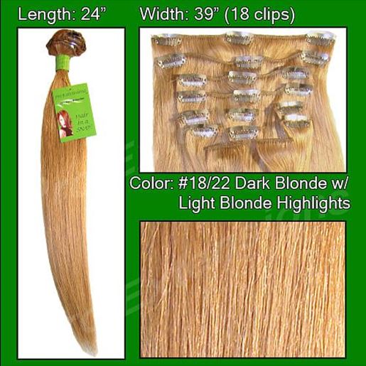 Image sur #18/22 Dark Blonde with Golden Highlights - 24 inch Remy