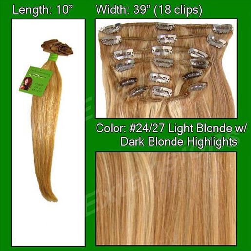 Picture of #24/27 Light Blonde w/ Dark Blonde Highlights - 10 inch