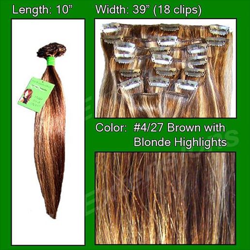 Image sur #4/27 Brown w/ Blonde Highlights - 10 inch
