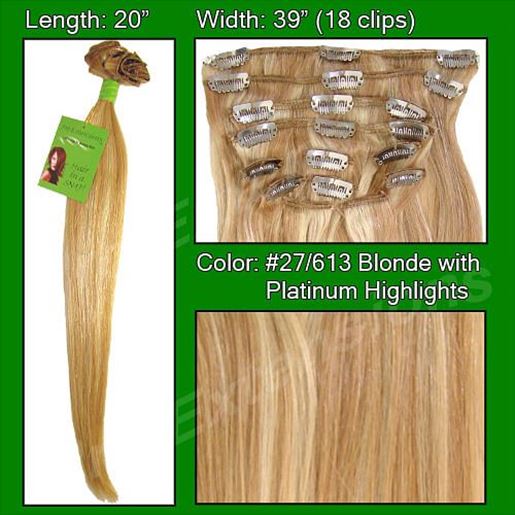 Image sur #27/613 Golden Blonde w/ Platinum Highlights - 20 inch Remi