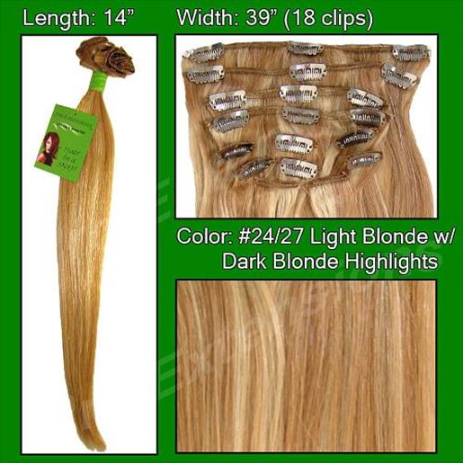 Image sur #24/27 Light Blonde w/ Dark Blonde Highlights - 14 inch