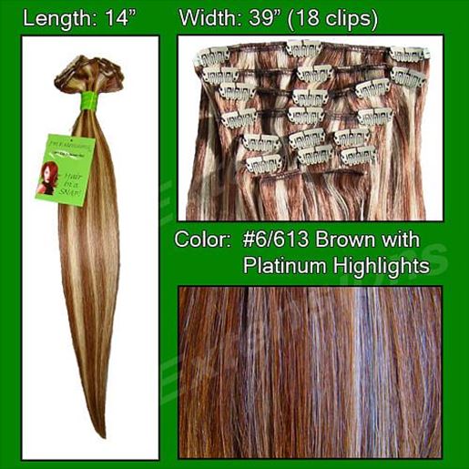 Picture of #6/613 Chestnut Brown w/ Platinum Highlights - 14 inch