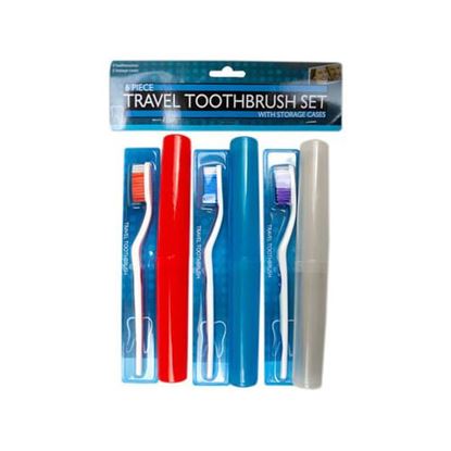 图片 6 Piece Travel Toothbrush Set with Cases ( Case of 6 )