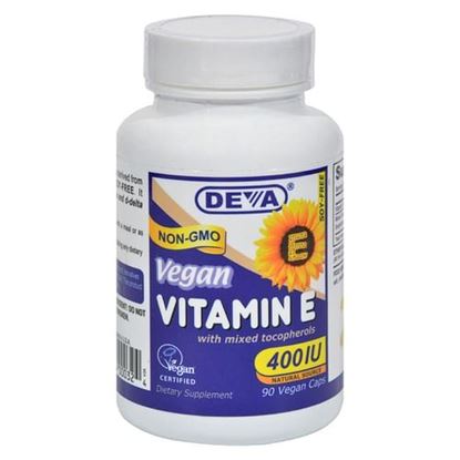 Picture of Deva Vegan Vitamins - Vitamin E with Mixed Tocopherols - 400 IU - 90 Vegan Capsules