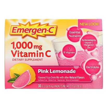 Picture of Alacer - Emergen-C Vitamin C Fizzy Drink Mix Pink Lemonade - 1000 mg - 30 Packets