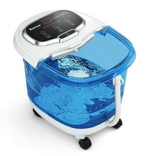 Picture of Portable All-In-One Heated Foot Bubble Spa Bath Motorized Massager-Blue and Withe - Color: White