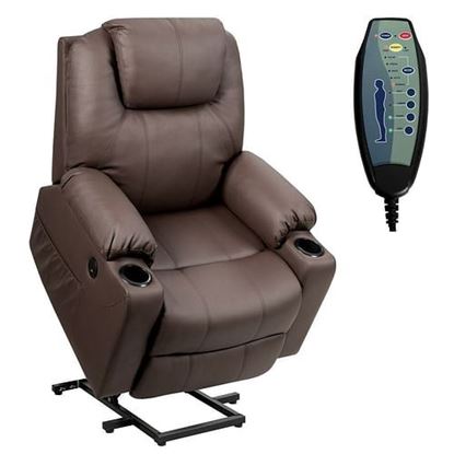 Picture of Electric Power Lift Leather Massage Sofa-Brown - Color: Brown
