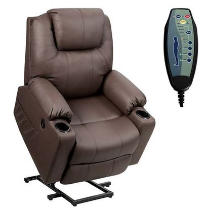 Foto de Electric Power Lift Leather Massage Sofa-Brown - Color: Brown