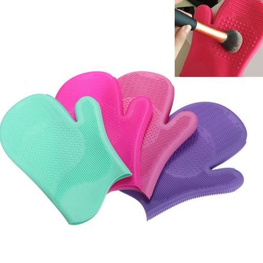 Picture of Silicone Makeup Brush Washing Glove Scrubber Cleaning Cosmetic Brushes Cleaner Mat 4 Colors