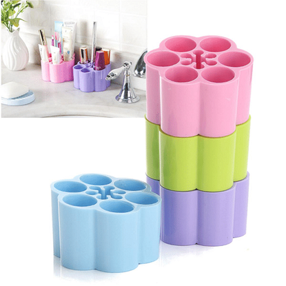Foto de 4 Colors Makeup Case Holder Display Stand Plastic Cosmetic Storage Box Brushes Organizer
