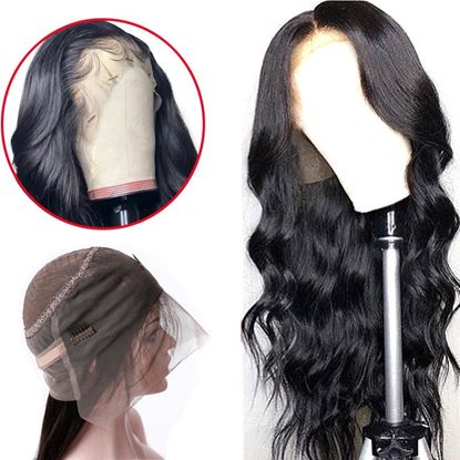 Foto de Color: Natural Color - 360 Lace Frontal Wig Pre Plucked Remy Brazilian Body Wave Lace Front Human Hair Wigs for Black Women Hair Heat Resistant Fiber Stock