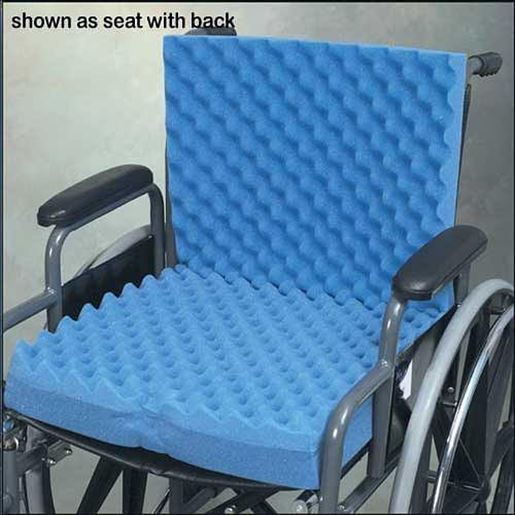 Foto de Convoluted Wheelchair Cushion w/Back & Blue Polycotton Cover