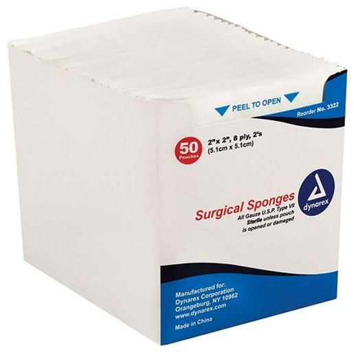 Picture of Gauze Sponges Sterile-2's 2 X 2 -8ply (50-2's per tray)