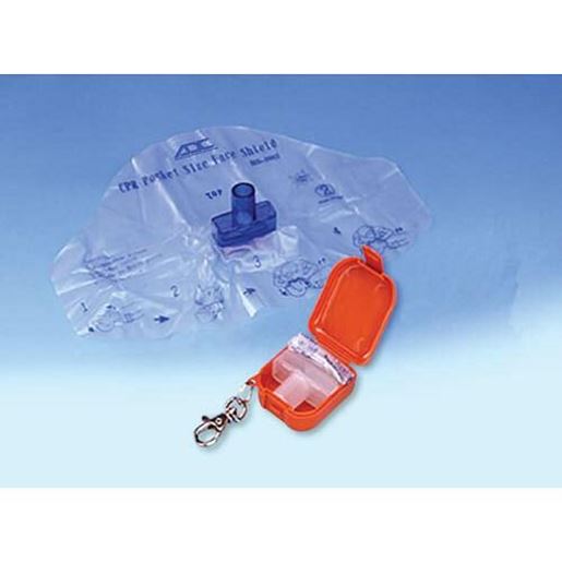 Picture of Adsafe CPR Face Shield Plus w/Mouthpc & 1-Way Valve Orange