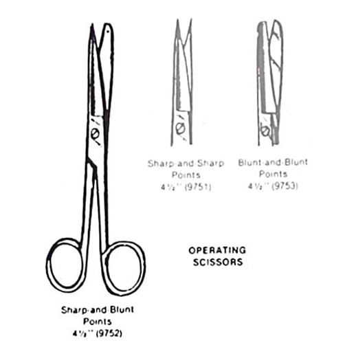 Picture of Operating Scissors- Sharp/Blunt- 4 1/2  Straight