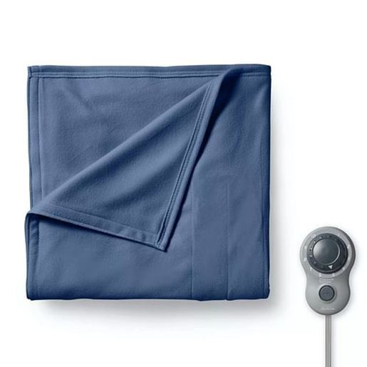 Picture of Sunbeam Full Size Electric Fleece Heated Blanket in Blue