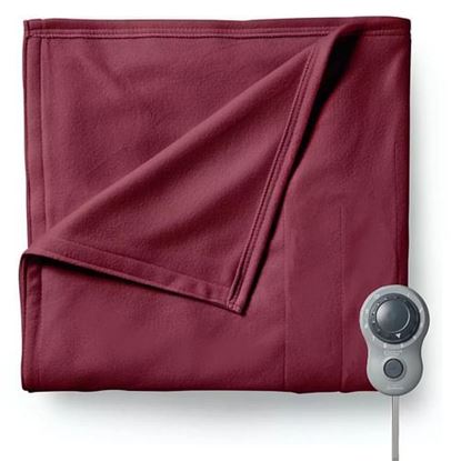 图片 Sunbeam Full Size Electric Fleece Heated Blanket in Garnet